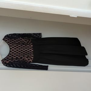 Black Eliza J cocktail dress, midi length, lace with tan lining